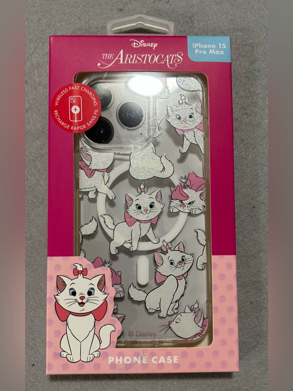 Disney The Aristocats Marie Glitter iPhone 15 Pro Max Case - Pink/White